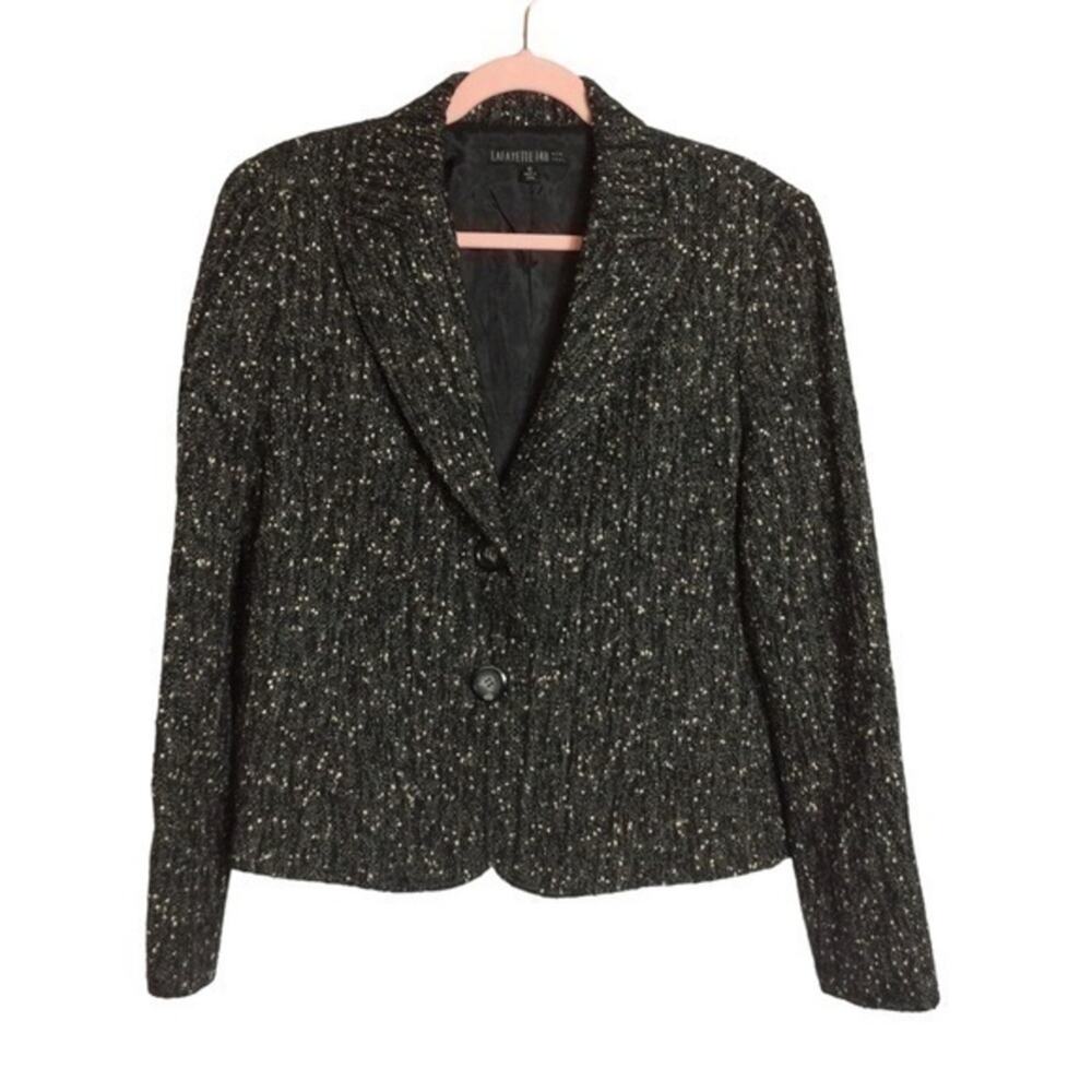Lafayette 148 black textured wool blazer Size 12